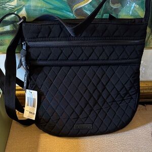 Vera Bradley Black Quilted Trio Zip Hipster Bag NWT